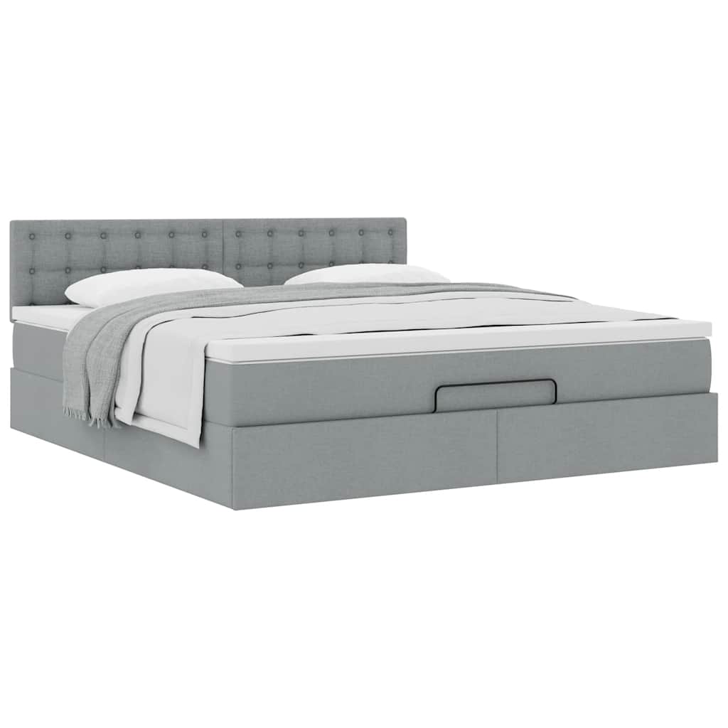Struttura Letto Pouf con Materasso 180x200 cm in Tessuto | homemem39