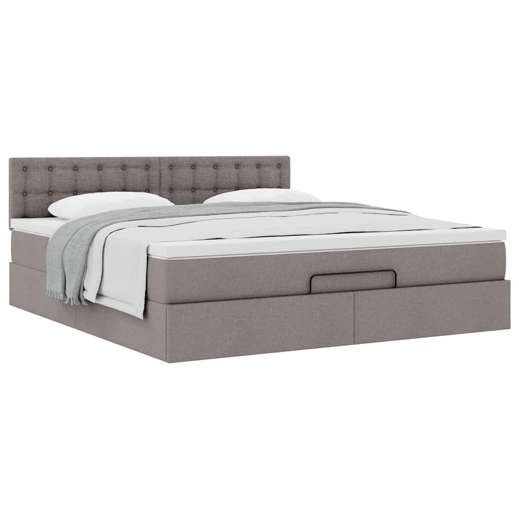 Struttura Letto Pouf con Materasso Tortora 180x200cm in Tessuto | homemem39