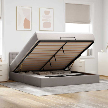 Struttura Letto Pouf con Materasso Tortora 180x200cm in Tessuto | homemem39