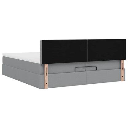 Struttura Letto Pouf con Materasso 200x200 cm in Tessuto | homemem39