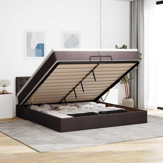 Struttura Letto Pouf con Materasso 200x200 cm in Tessuto | homemem39
