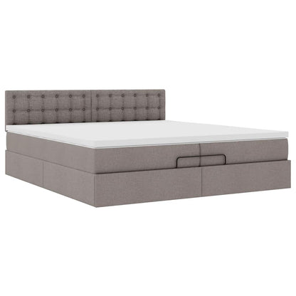 Struttura Letto Pouf con Materasso Tortora 200x200 cm Tessuto | homemem39
