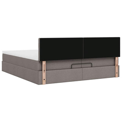 Struttura Letto Pouf con Materasso Tortora 200x200 cm Tessuto