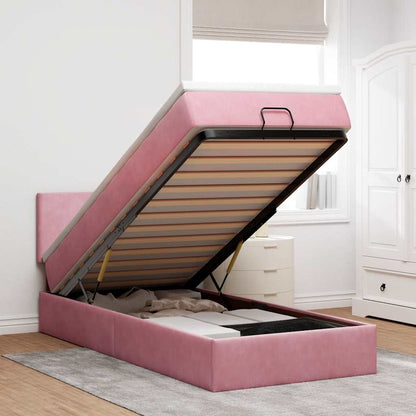Struttura Letto Pouf con Materasso Rosa 80x200 cm Velluto | homemem39