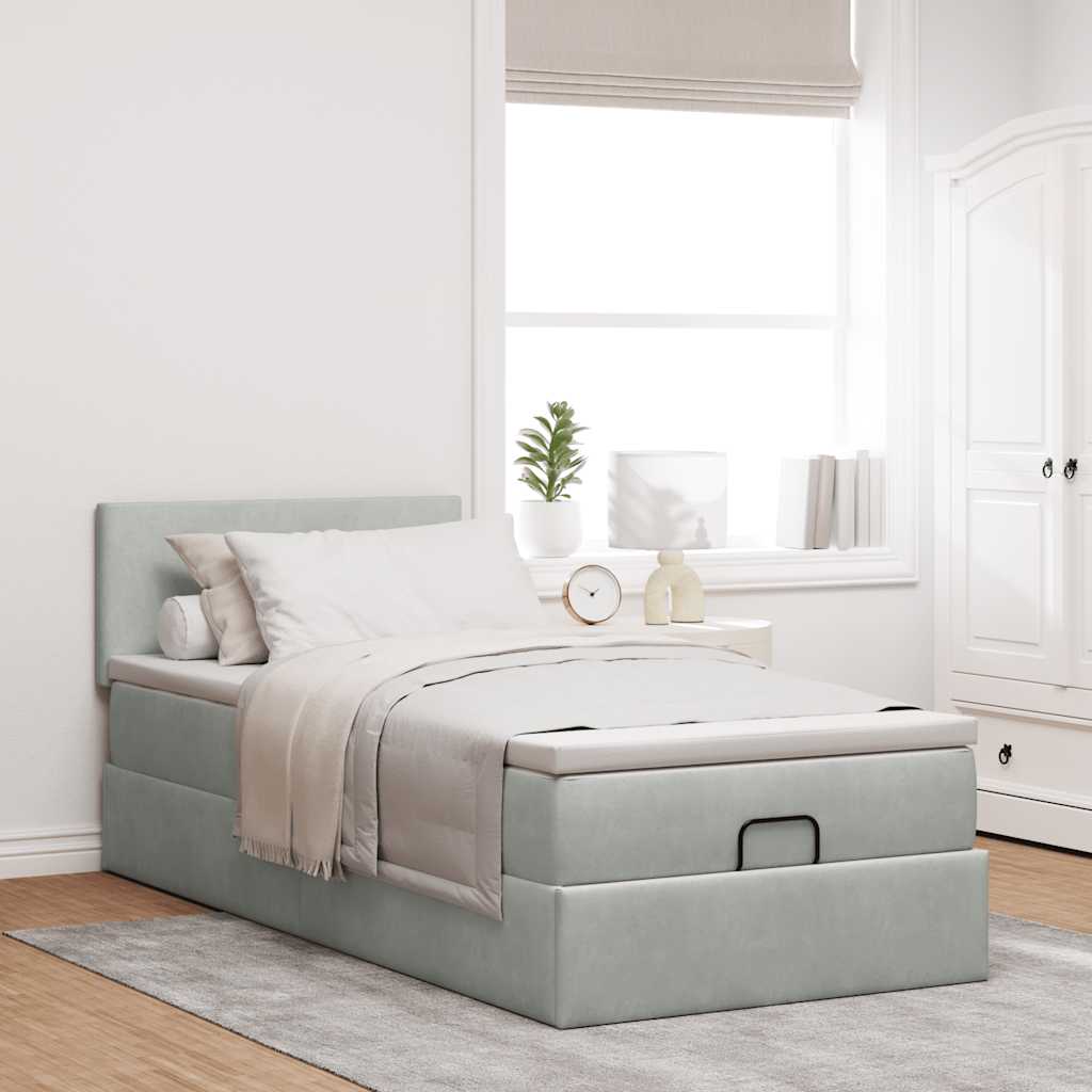 Struttura Letto Pouf con Materasso 90x190 cm in Velluto | homemem39