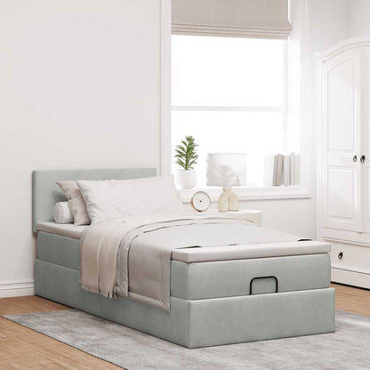 Struttura Letto Pouf con Materasso 90x190 cm in Velluto | homemem39
