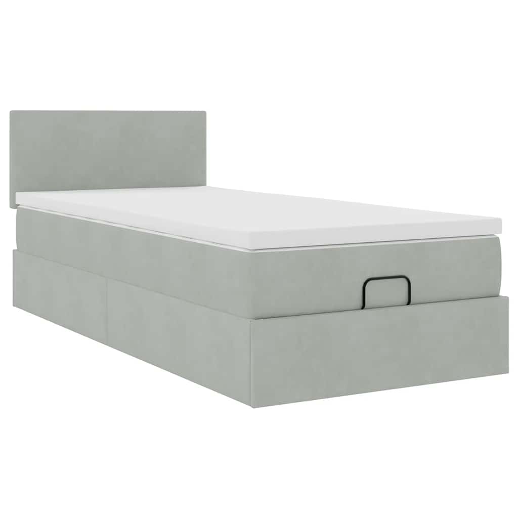 Struttura Letto Pouf con Materasso 90x190 cm in Velluto | homemem39