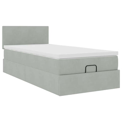 Struttura Letto Pouf con Materasso 90x190 cm in Velluto | homemem39
