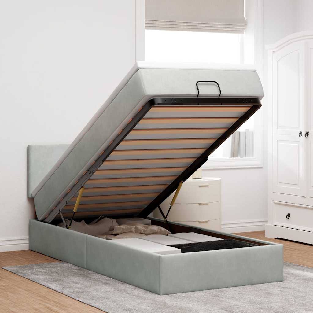 Struttura Letto Pouf con Materasso 90x190 cm in Velluto | homemem39