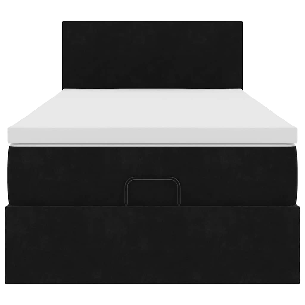 Struttura Letto Pouf con Materasso Nero 90x190 cm in Velluto | homemem39