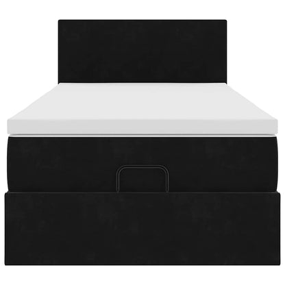 Struttura Letto Pouf con Materasso Nero 90x190 cm in Velluto | homemem39