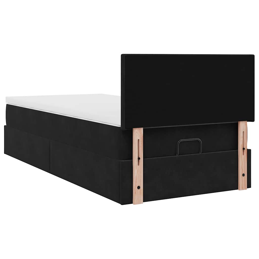 Struttura Letto Pouf con Materasso Nero 90x190 cm in Velluto | homemem39