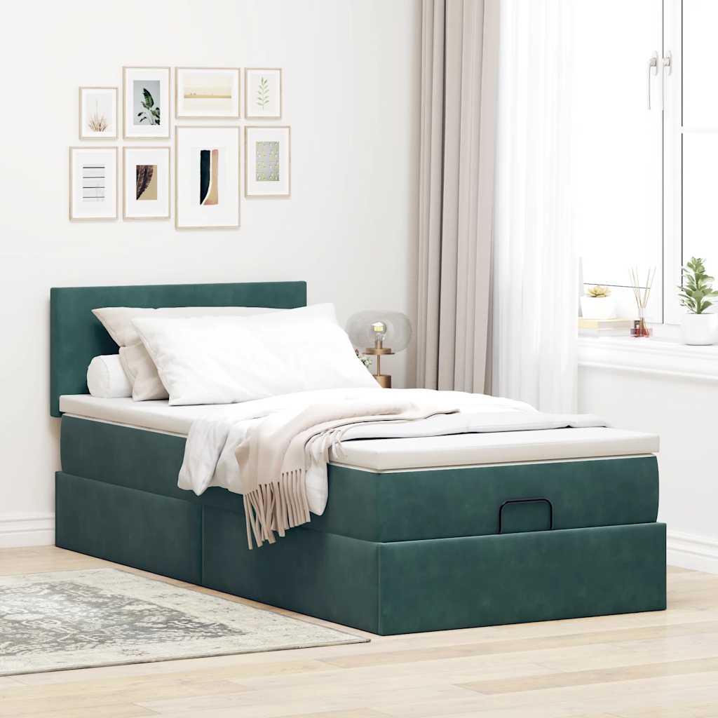 Struttura Letto Pouf con Materasso 90x200 cm in Velluto - homemem39