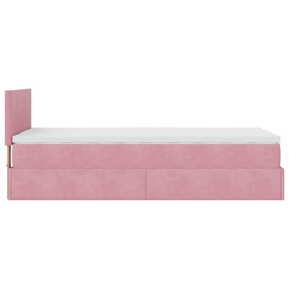 Struttura Letto Pouf con Materasso Rosa 90x200 cm in Velluto - homemem39
