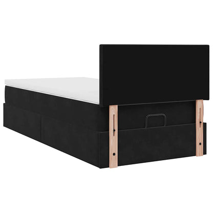 Struttura Letto Pouf con Materasso Nero 100x200 cm Velluto