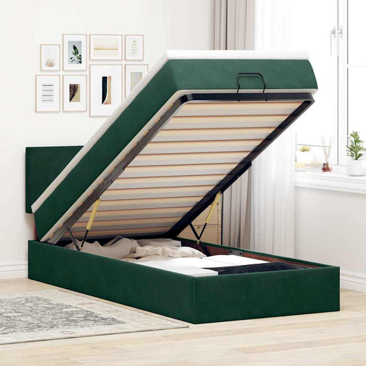 Struttura Letto Pouf con Materasso 100x200 cm Velluto