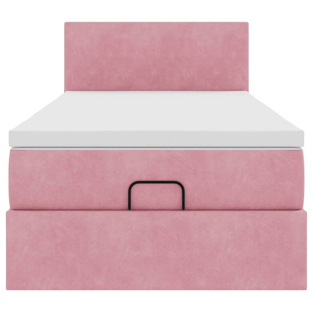 Struttura Letto Pouf con Materasso Rosa 100x200 cm Velluto - homemem39