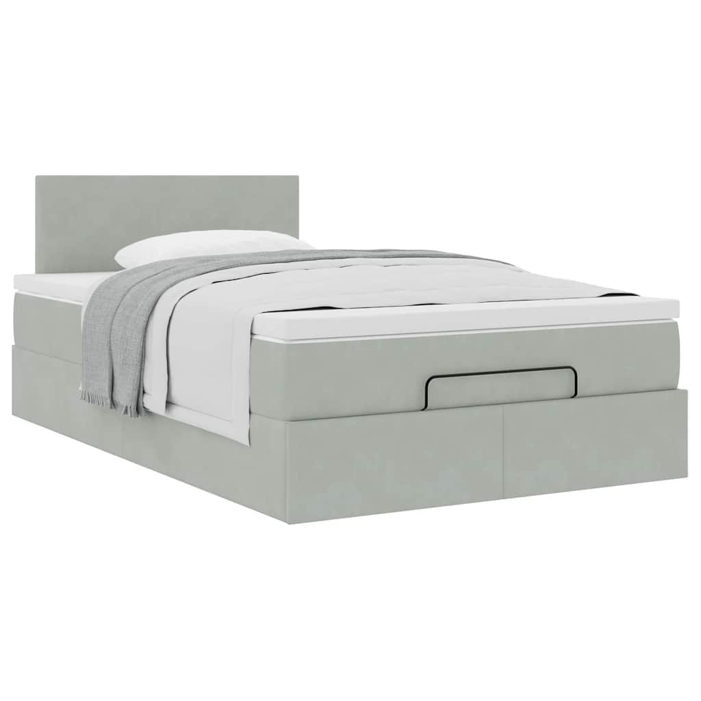 Pouf Letto con Materasso Grigio Chiaro 120x190 cm in Velluto | homemem39