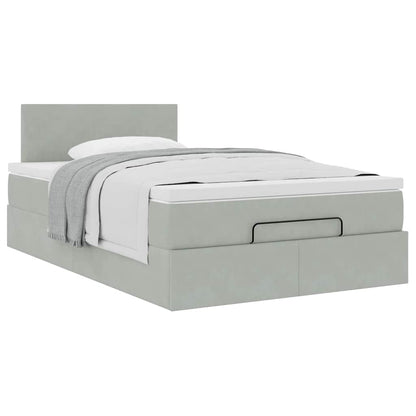 Pouf Letto con Materasso Grigio Chiaro 120x190 cm in Velluto | homemem39