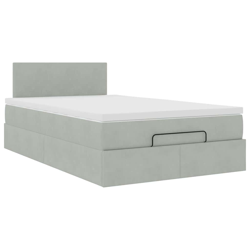 Pouf Letto con Materasso Grigio Chiaro 120x190 cm in Velluto | homemem39