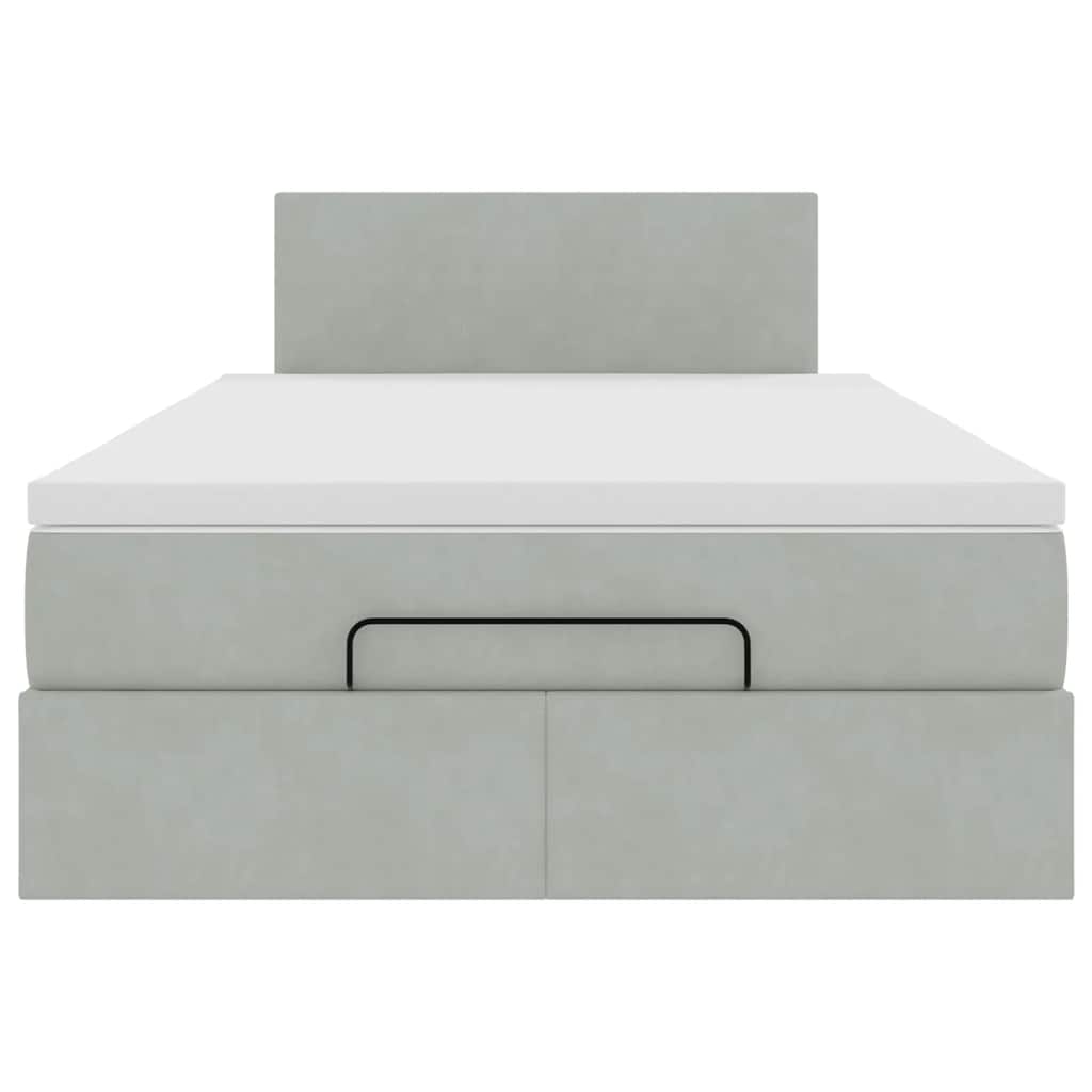Pouf Letto con Materasso Grigio Chiaro 120x190 cm in Velluto | homemem39