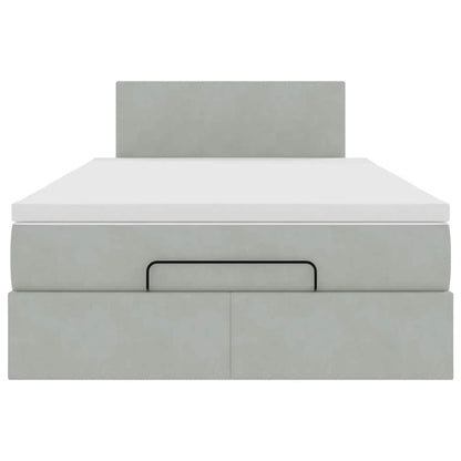 Pouf Letto con Materasso Grigio Chiaro 120x190 cm in Velluto | homemem39