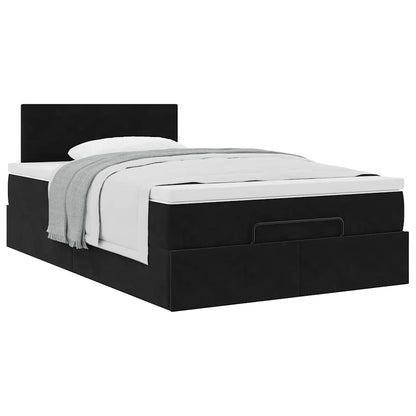 Pouf Letto con Materasso Nero 120x190 cm Velluto | homemem39