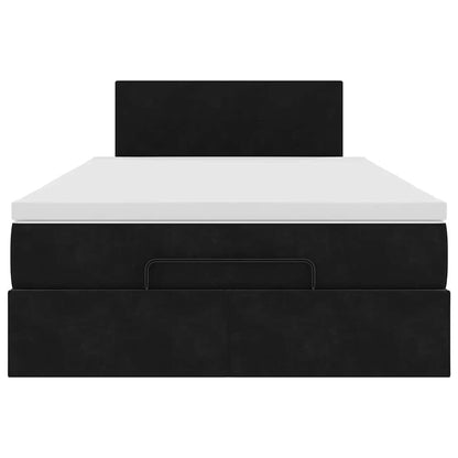 Pouf Letto con Materasso Nero 120x190 cm Velluto | homemem39