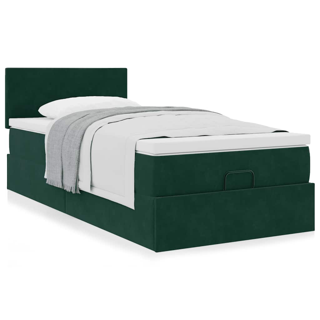 Pouf Letto con Materasso Verde Scuro 120x190 cm Velluto | homemem39