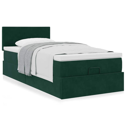 Pouf Letto con Materasso Verde Scuro 120x190 cm Velluto | homemem39