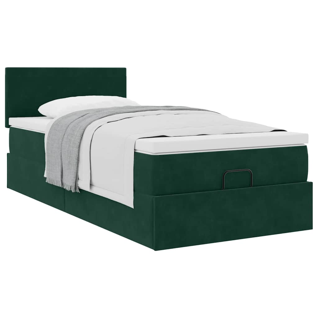 Pouf Letto con Materasso Verde Scuro 120x190 cm Velluto | homemem39