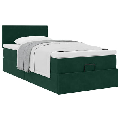 Pouf Letto con Materasso Verde Scuro 120x190 cm Velluto | homemem39