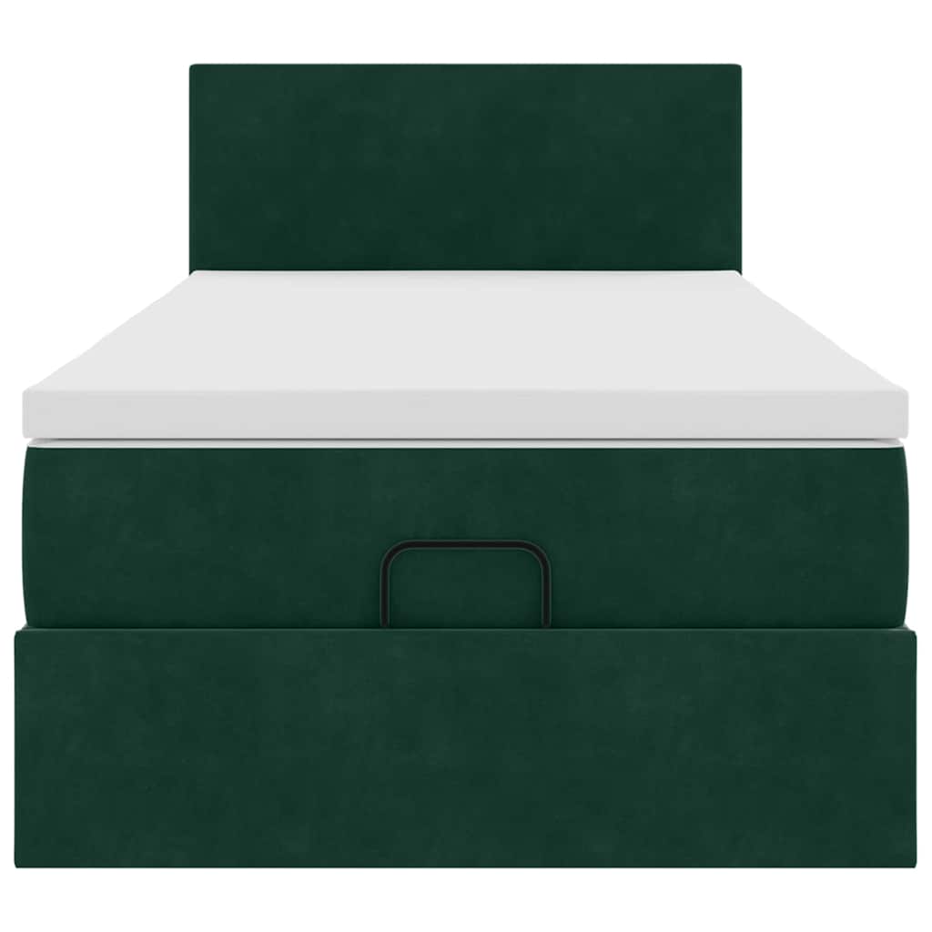 Pouf Letto con Materasso Verde Scuro 120x190 cm Velluto | homemem39