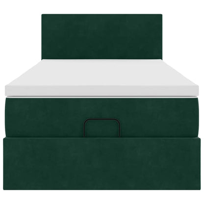 Pouf Letto con Materasso Verde Scuro 120x190 cm Velluto | homemem39