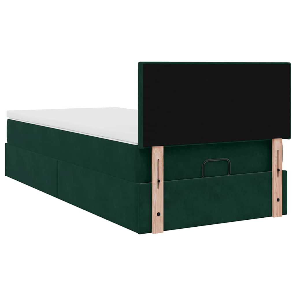 Pouf Letto con Materasso Verde Scuro 120x190 cm Velluto | homemem39