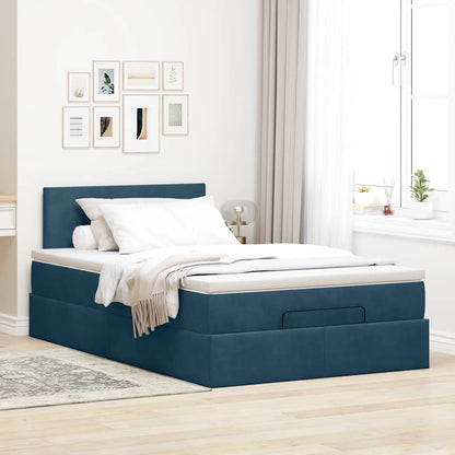 Pouf Letto con Materasso Blu Scuro 120x190 cm Velluto | homemem39