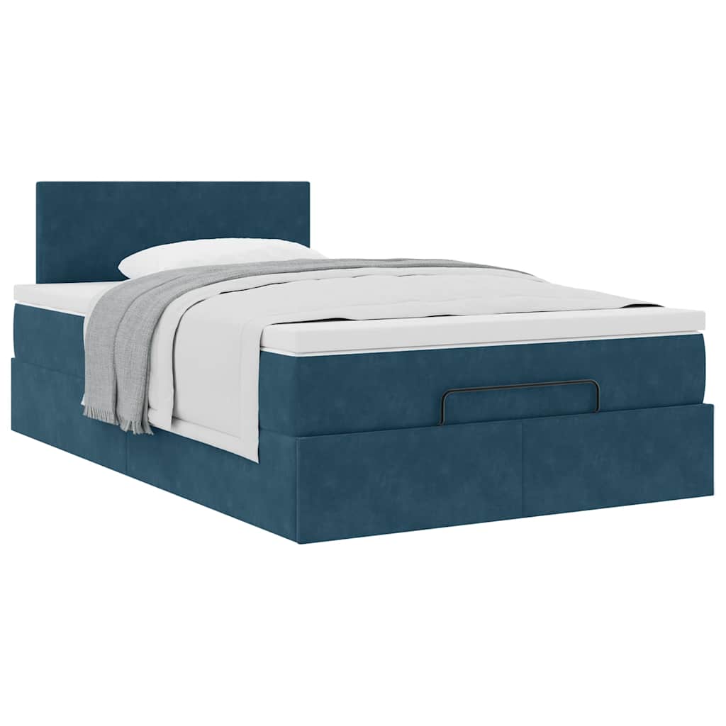 Pouf Letto con Materasso Blu Scuro 120x190 cm Velluto | homemem39