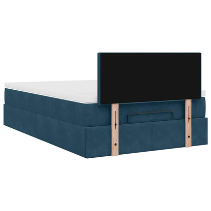 Pouf Letto con Materasso Blu Scuro 120x190 cm Velluto | homemem39
