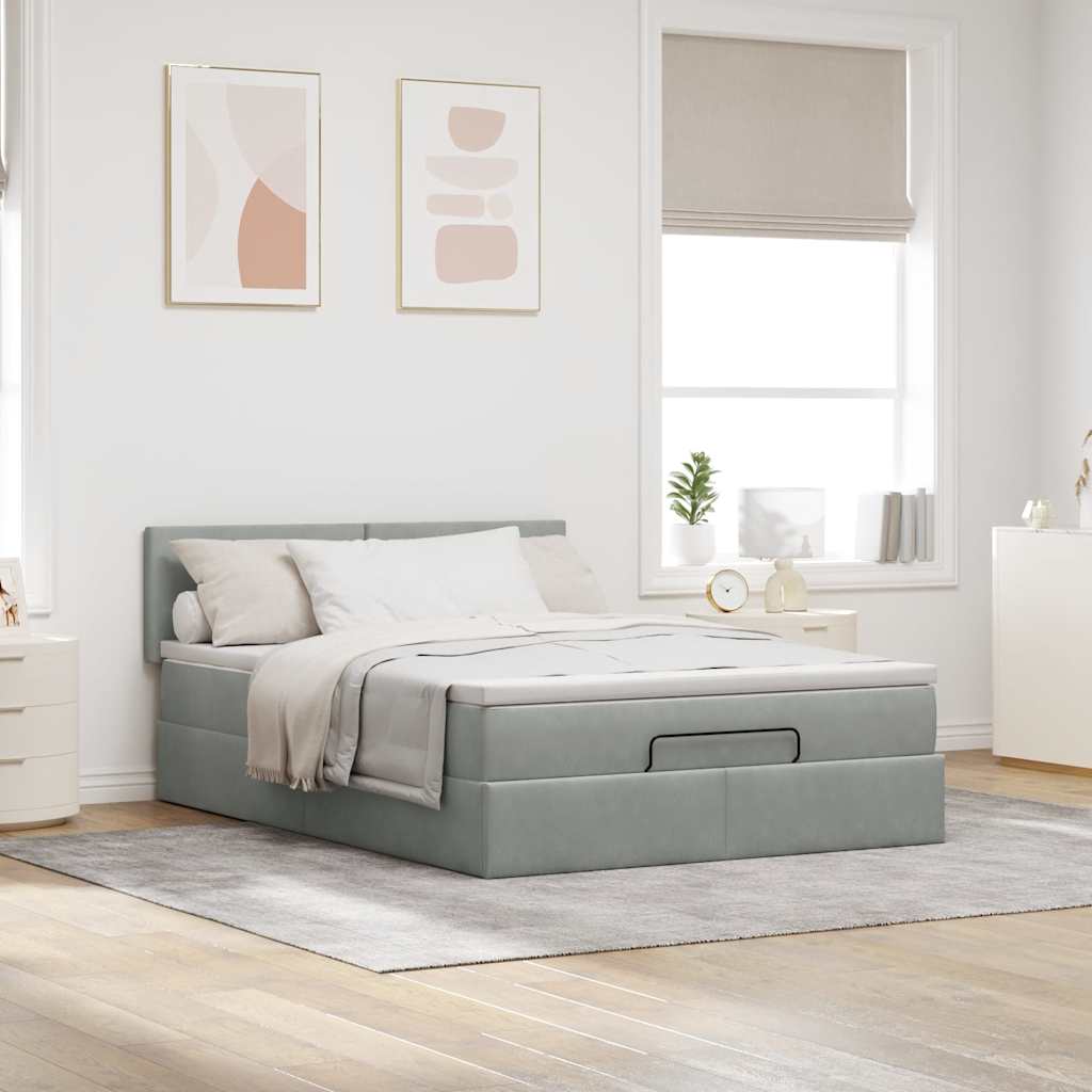 Struttura Letto Pouf con Materasso 140x190 cm Velluto | homemem39