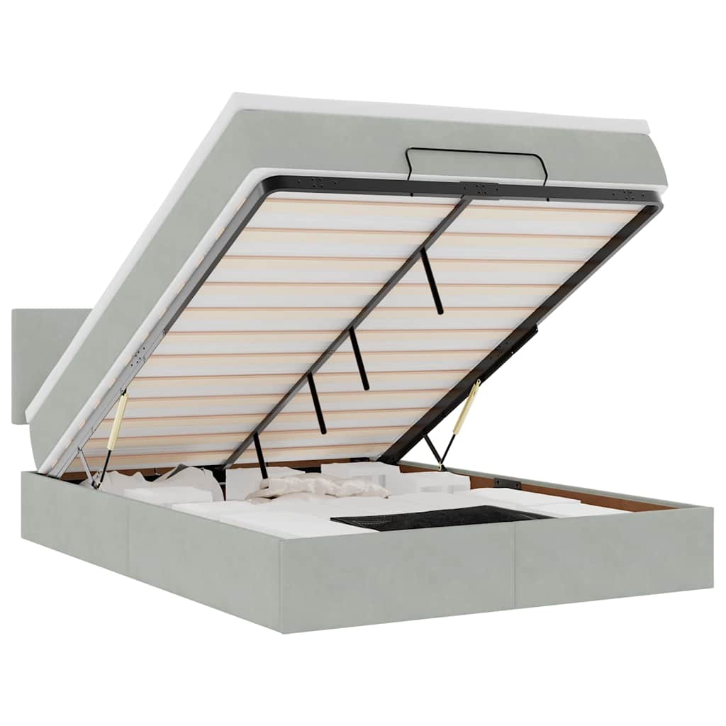 Struttura Letto Pouf con Materasso 140x200 cm in Velluto - homemem39