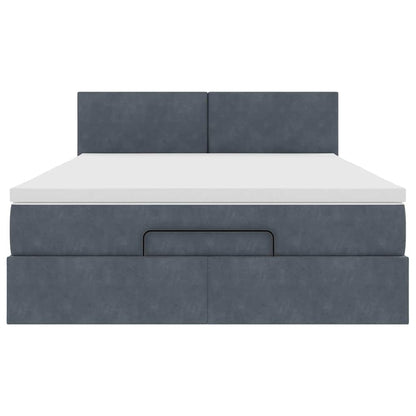 Struttura Letto Pouf con Materasso 140x200 cm in Velluto