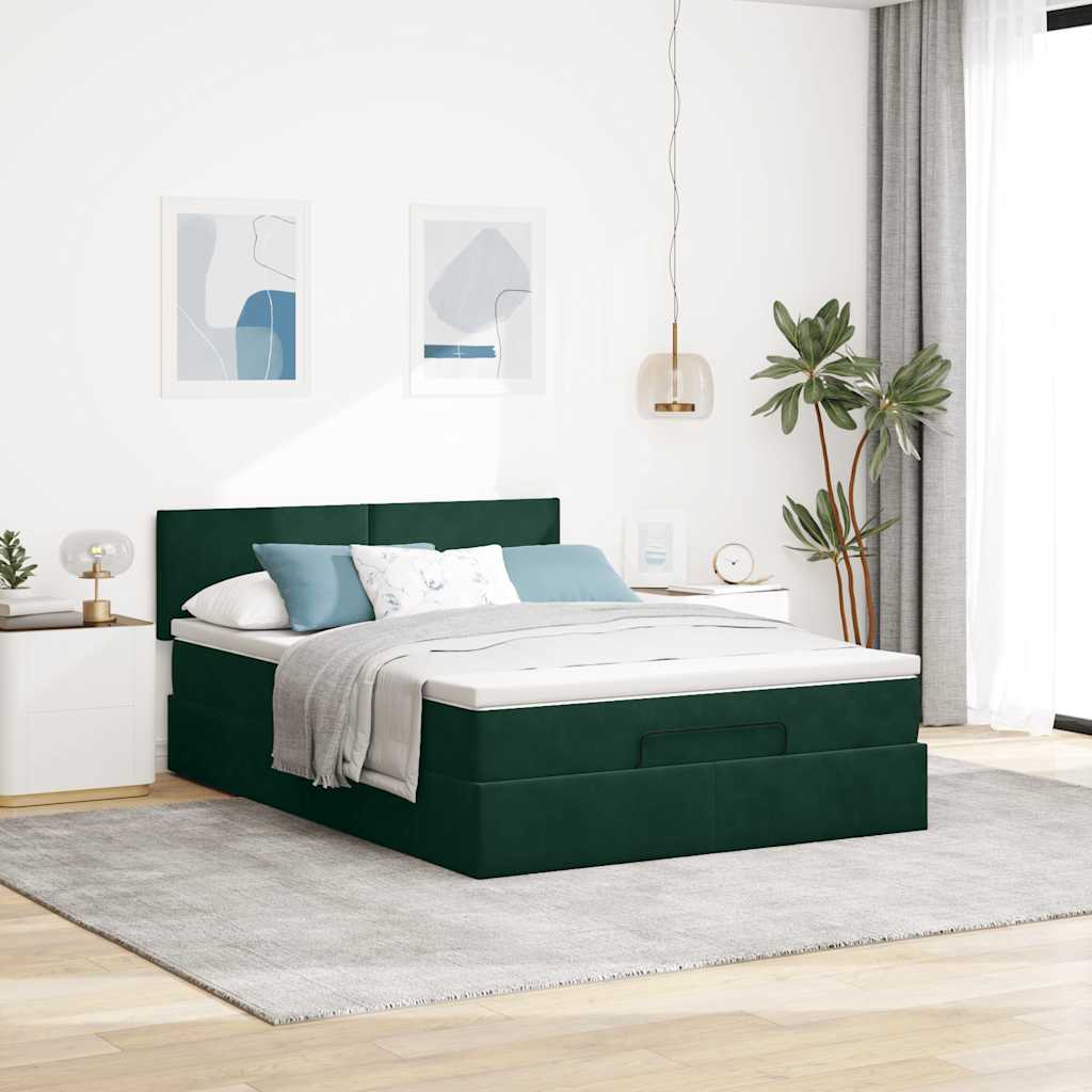 Struttura Letto Pouf con Materasso 140x200 cm in Velluto | homemem39