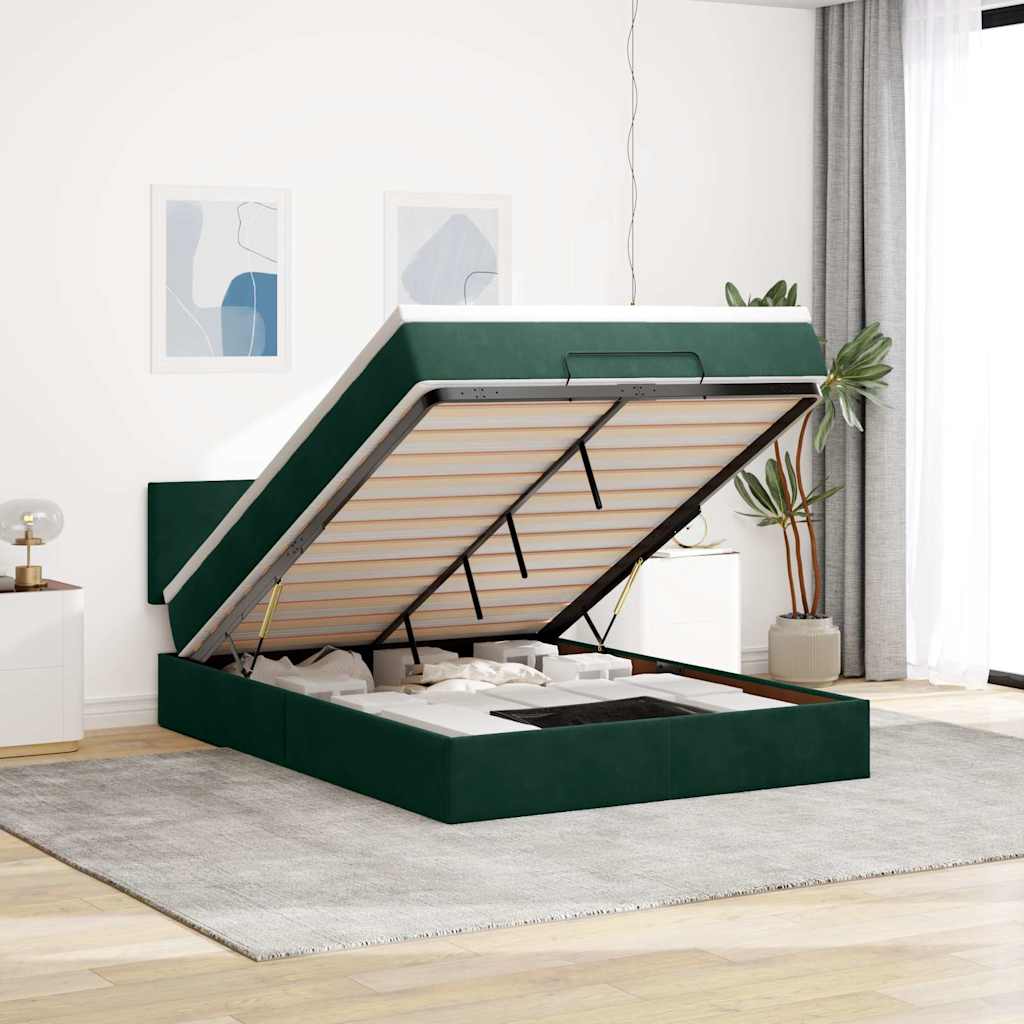 Struttura Letto Pouf con Materasso 140x200 cm in Velluto | homemem39