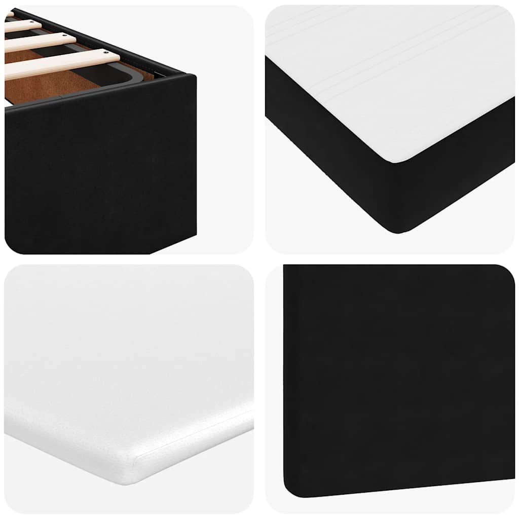 Struttura Letto Pouf con Materasso Nero 160x200 cm in Velluto