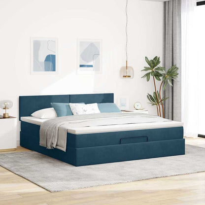 Struttura Letto Pouf con Materasso 160x200 cm in Velluto | homemem39