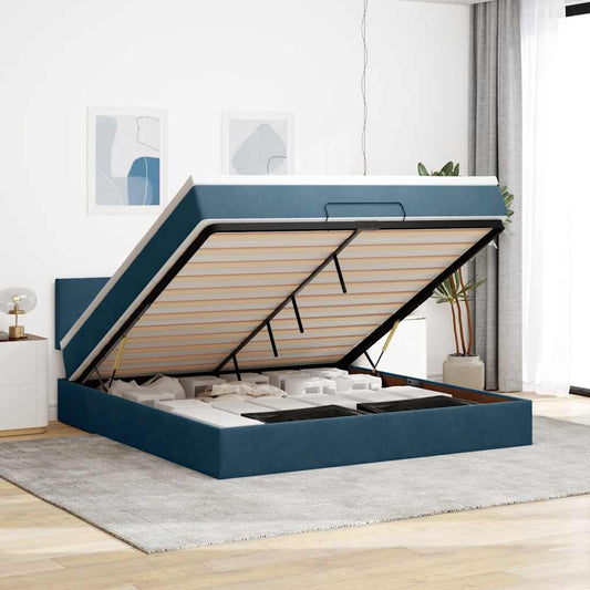 Struttura Letto Pouf con Materasso 160x200 cm in Velluto