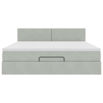 Struttura Letto Pouf con Materasso 180x200 cm in Velluto