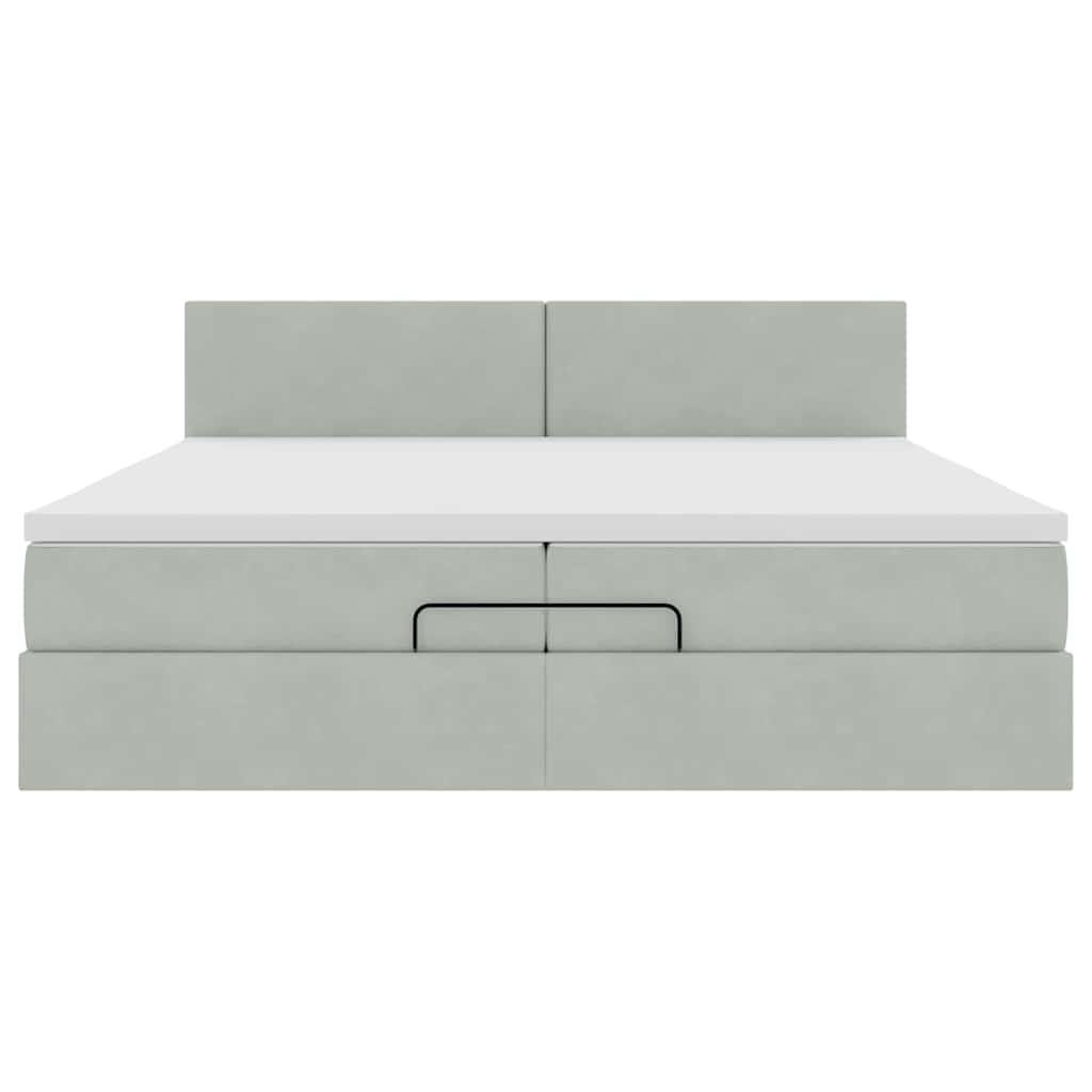 Struttura Letto Pouf con Materasso 200x200 cm in Velluto