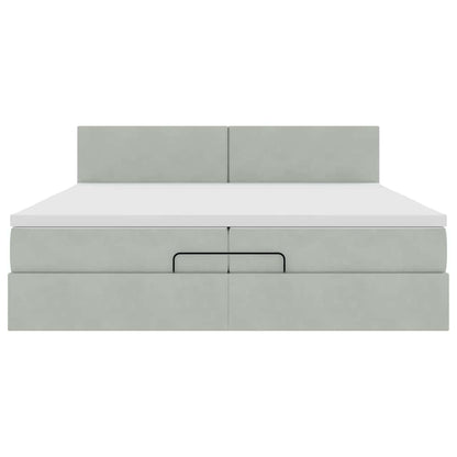 Struttura Letto Pouf con Materasso 200x200 cm in Velluto