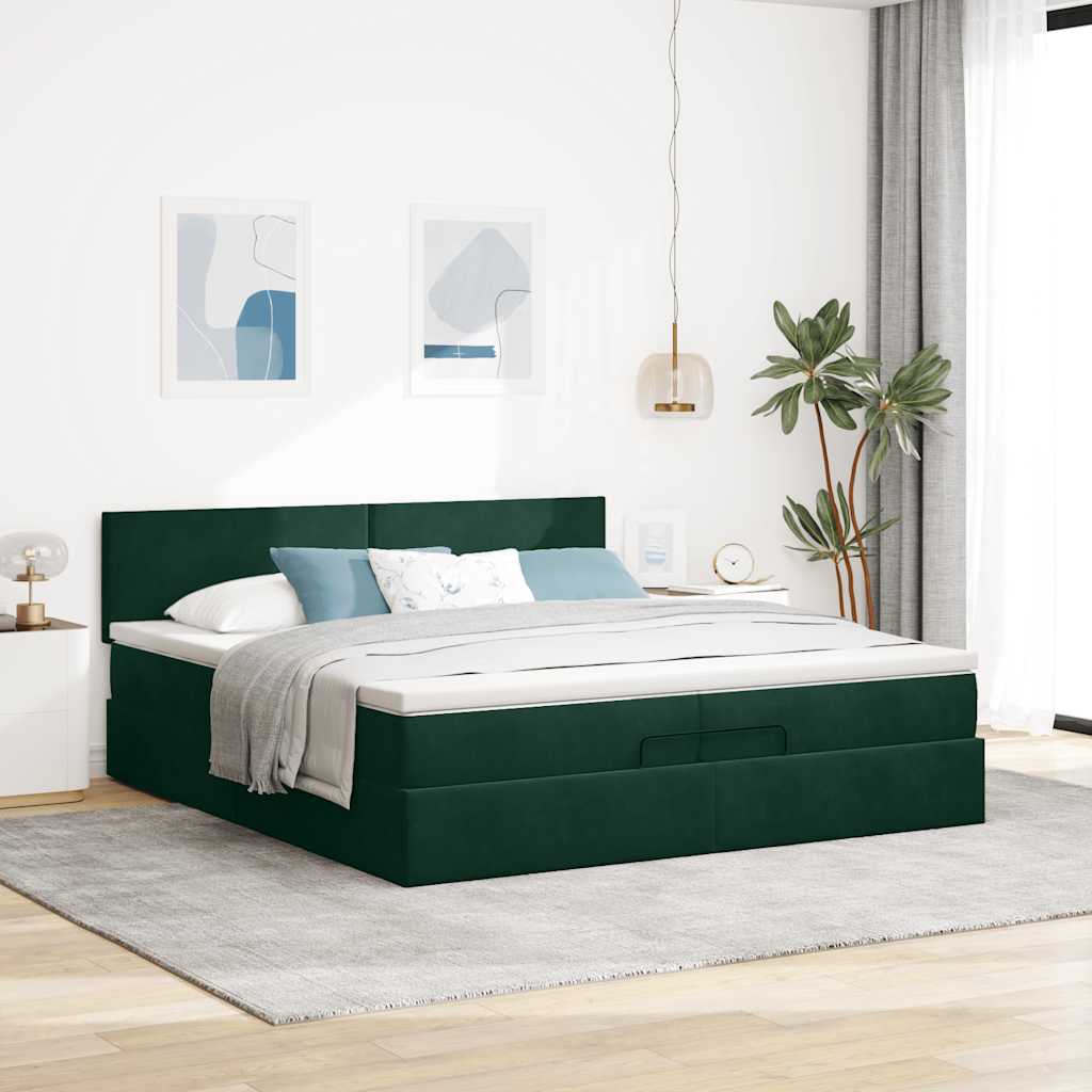 Struttura Letto Pouf con Materasso 200x200 cm in Velluto | homemem39